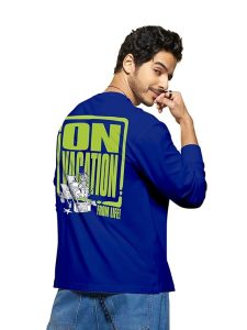 Bewakoof Official Garfield Merchandise Men's Graphic Printed Oversized Fit Full Sleeve Round Neck Cotton Jersey T-Shirt